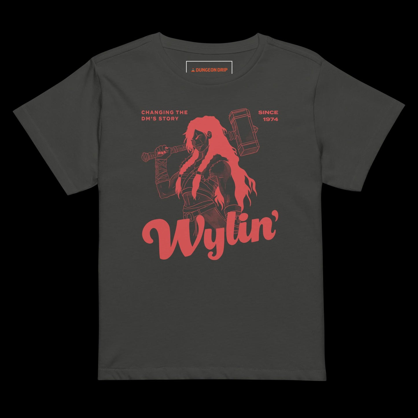 Dungeons & Dragons, Dungeons And Dragons, Female Barbarian, D&D, High-waisted T-shirt, 5E T-Shirt, Vintage Black, Dungeon Master, Wylin', Pathfinder, TTRPG
