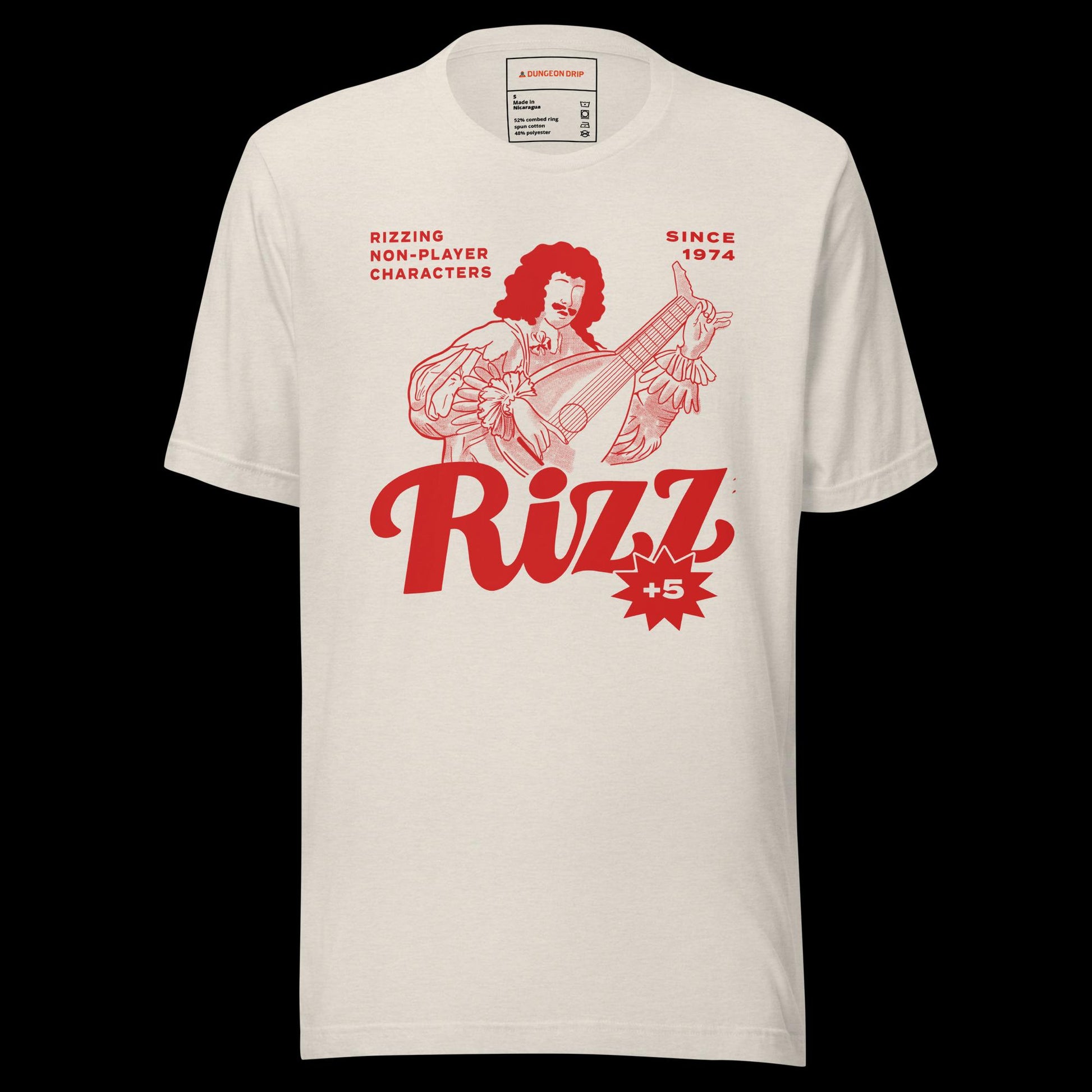 Dungeons & Dragons, Dungeons And Dragons, Bard, D&D, 5E T-Shirt, Heather Dust, Dungeon Master, Rizz